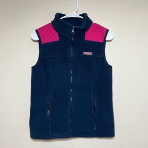 Vineyard Vines Navy Blue Fleece Vest Full Zip Up Small Women